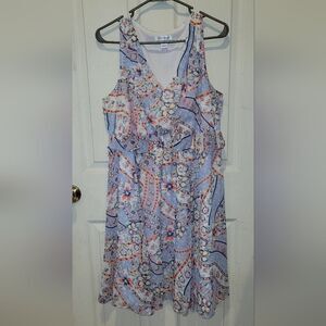 Motherhood Maternity large Dress Floral Sleeveless V-Neck Ruffle
